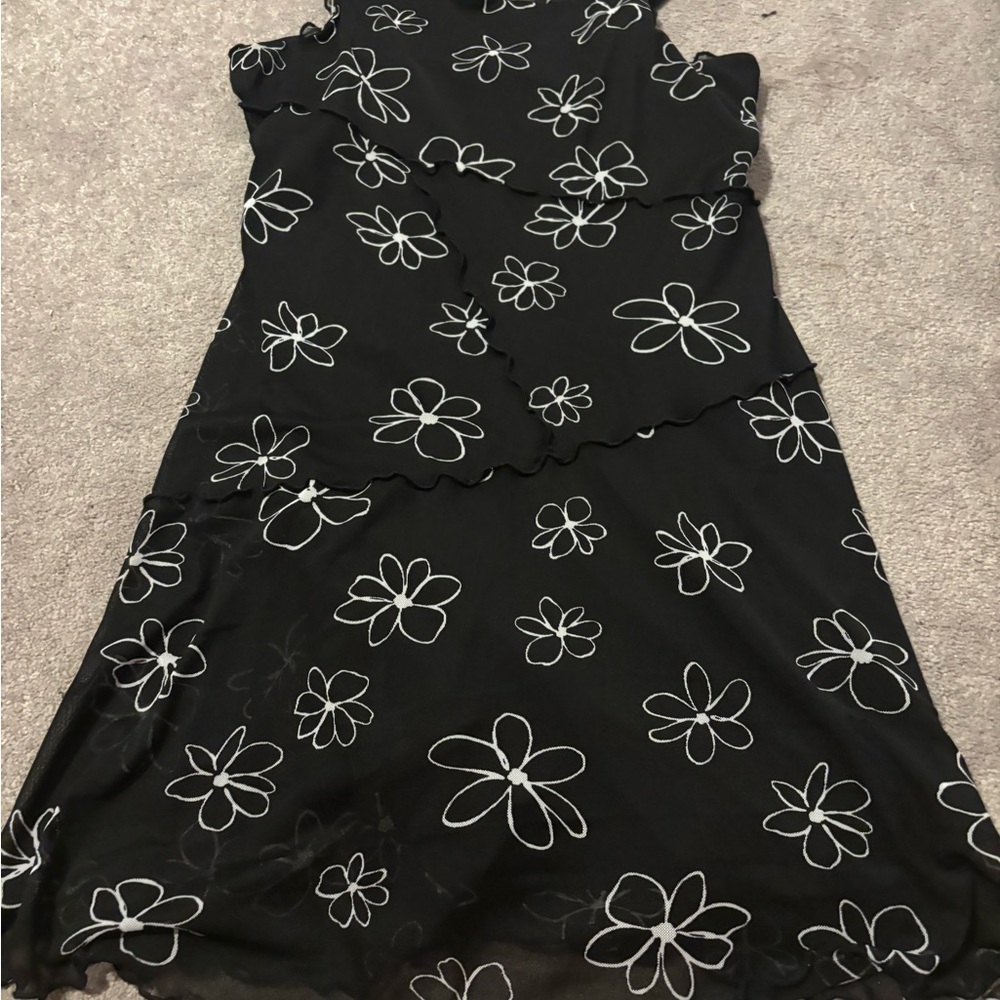 Wild Fable Black Dress with White Floral Accents